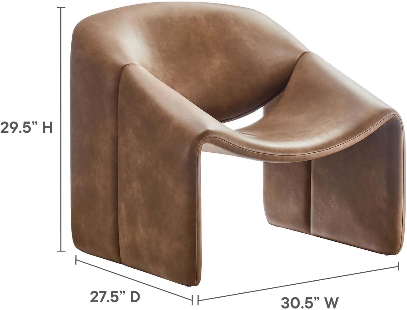 Faux Leather Brown Accent Armchair Y230
