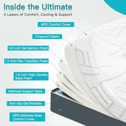 Queen Adjustable Bed Base with Memory Foam Mattress M287988