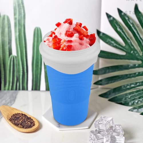 Pink Double Layers Silica Slushie Maker Cup with Lid & Straw G160067