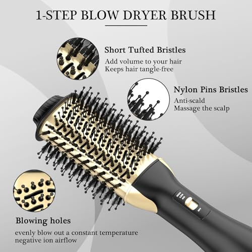 Hot Air Brush Blow Dryer Brush (Black, Red) I8343