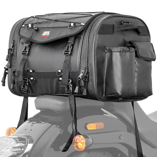 60L Expandable Waterproof Motorcycle Tail Bag with Rain Cover X961