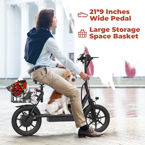 Electric Scooter with Seat, 500W Motor, 14'' Tires, Foldable E-Scooter with Suspension P688