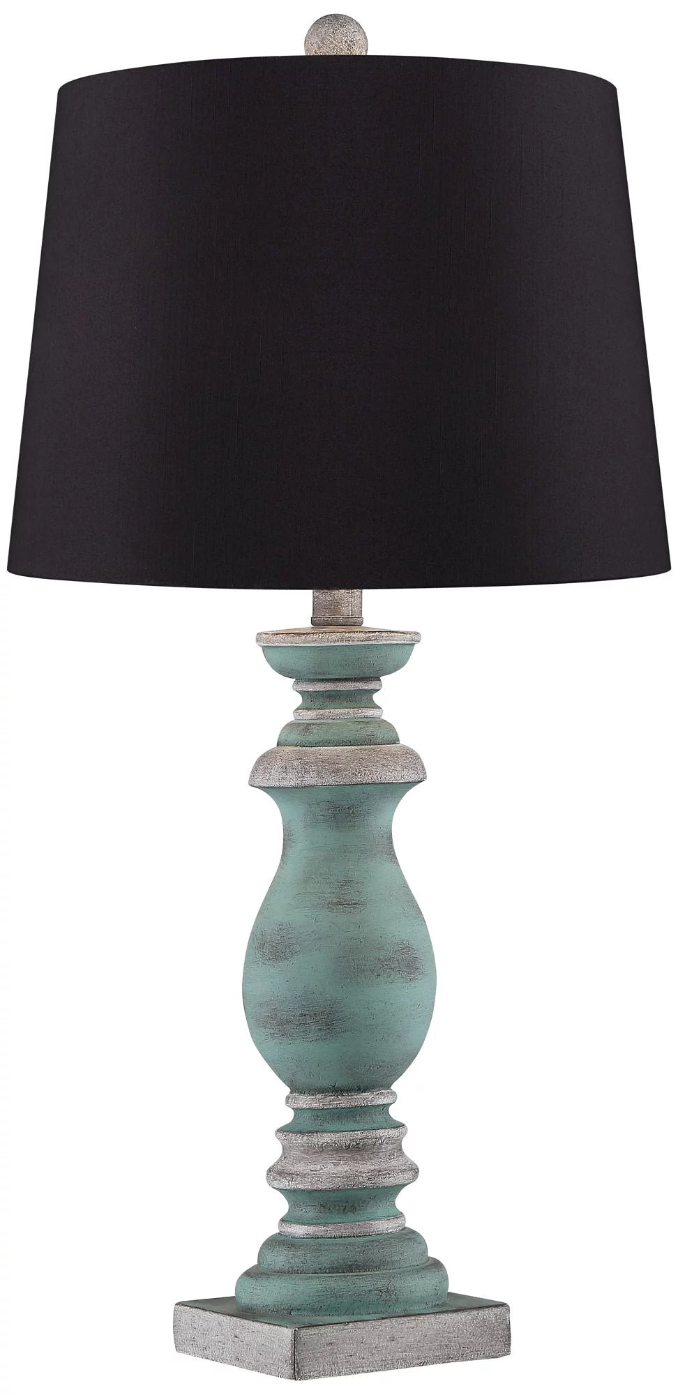 Set of 2 Blue Gray Washed Black Faux Silk Drum Shade Table Lamps P79186