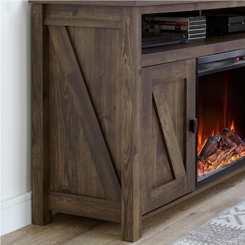 Black Oak Electric Fireplace Console TV Stand O65949