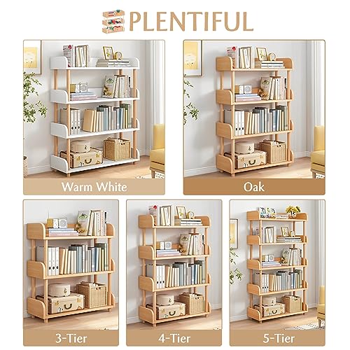3-Tier Wooden Open Bookcase with Solid Wood Frame, Oak A38594