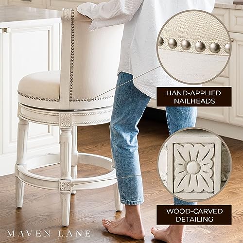 Weathered Oak Finish Sand Color Fabric Upholstered Barstool with Back, Set of 3 Y81578