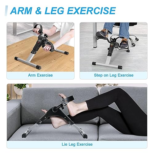 Folding Pedal Exerciser Under Desk Bike Pedal Exerciser with LCD Monitor R7117