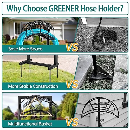 Black Freestanding Metal Hose Holder Holds 150-feet Hose H937