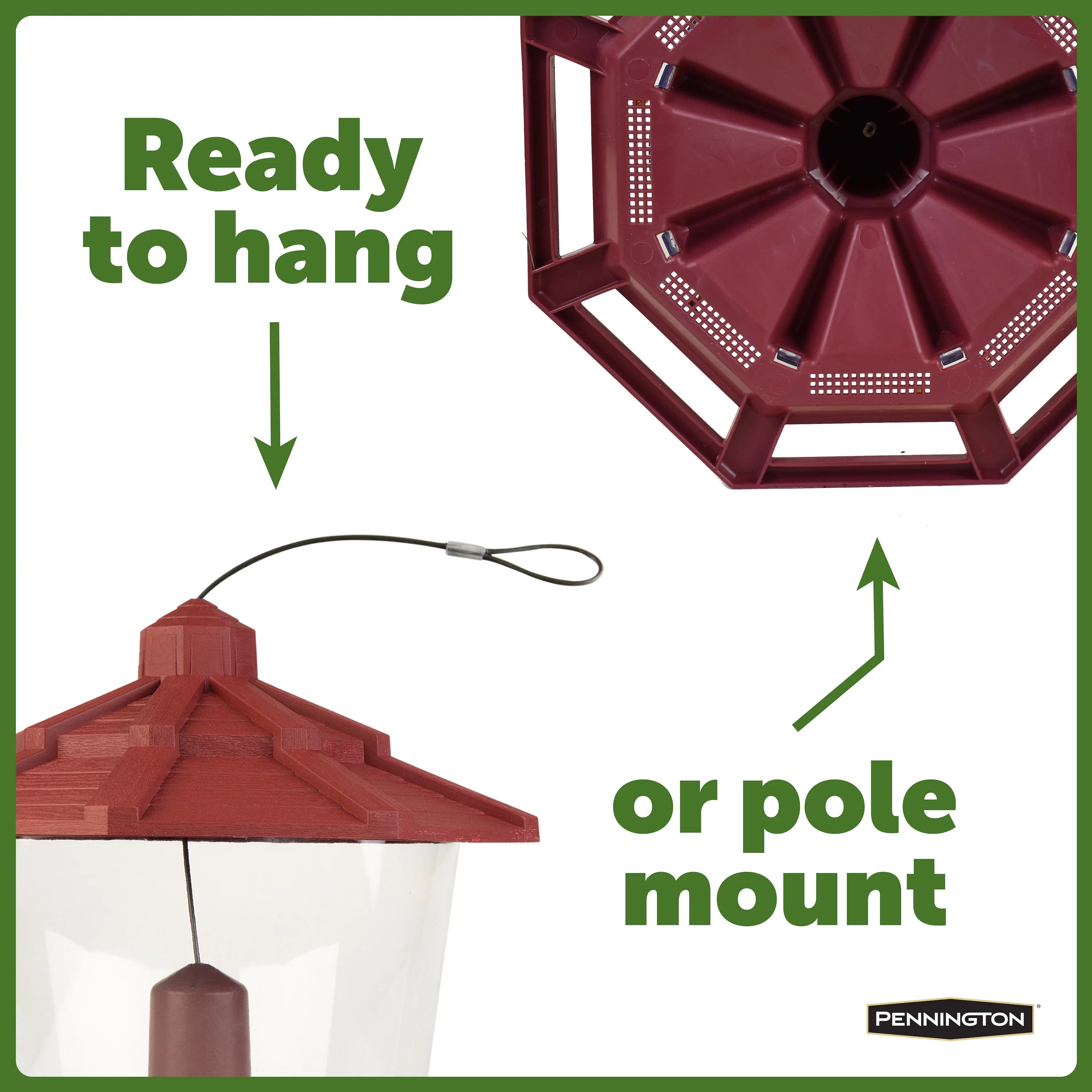 Red Recycled Plastic Wild Bird Hopper Feeder, 7 lb. Capacity, 2 Pack I2866