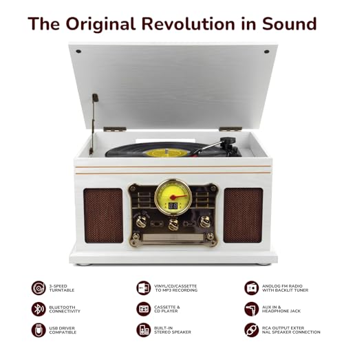 Mahogany Bluetooth Turntable with Speakers F900057