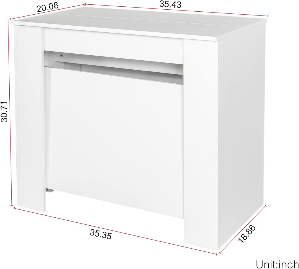 White Wooden Expandable Dining Table K3558
