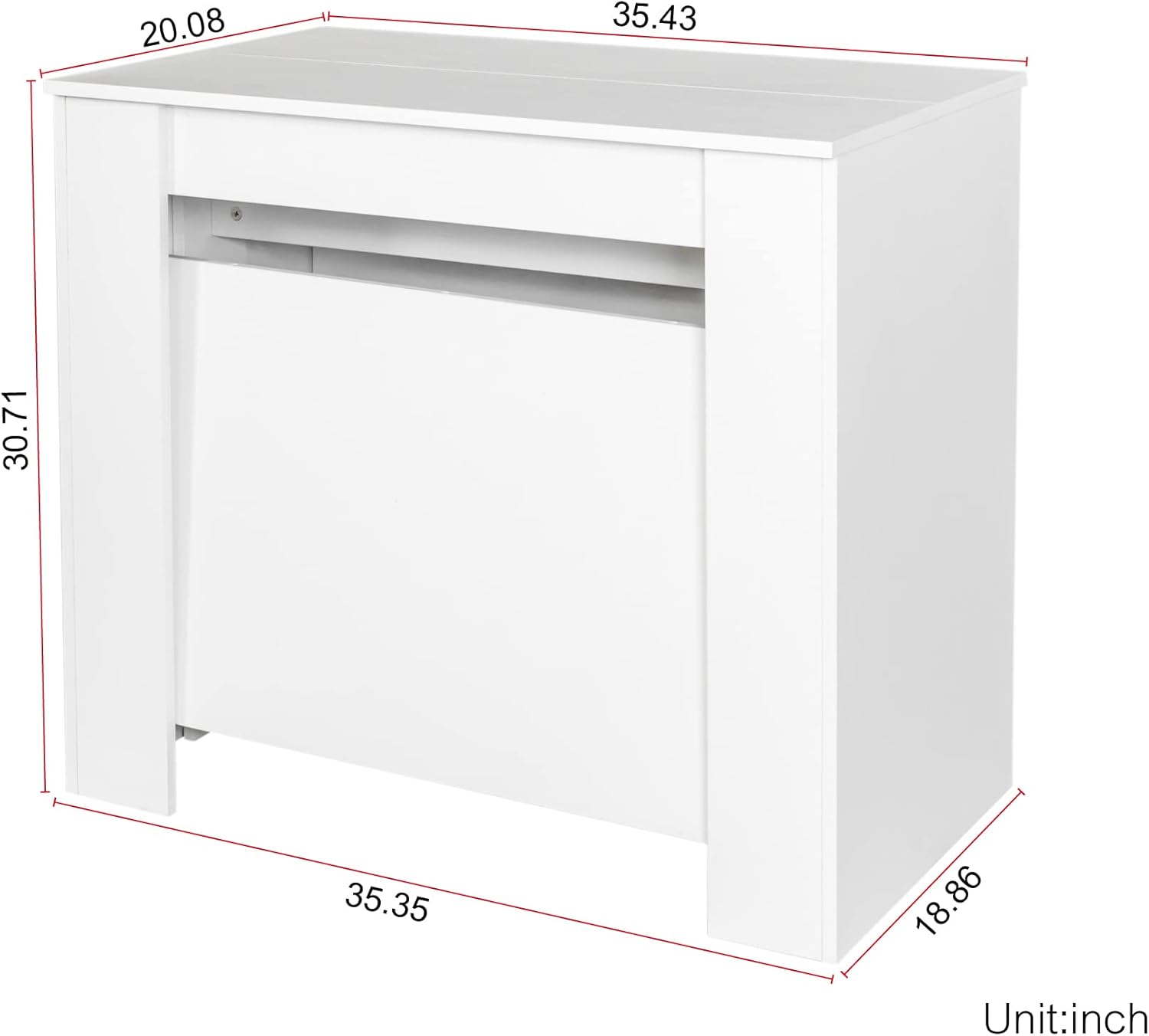 White Wooden Expandable Dining Table K3558