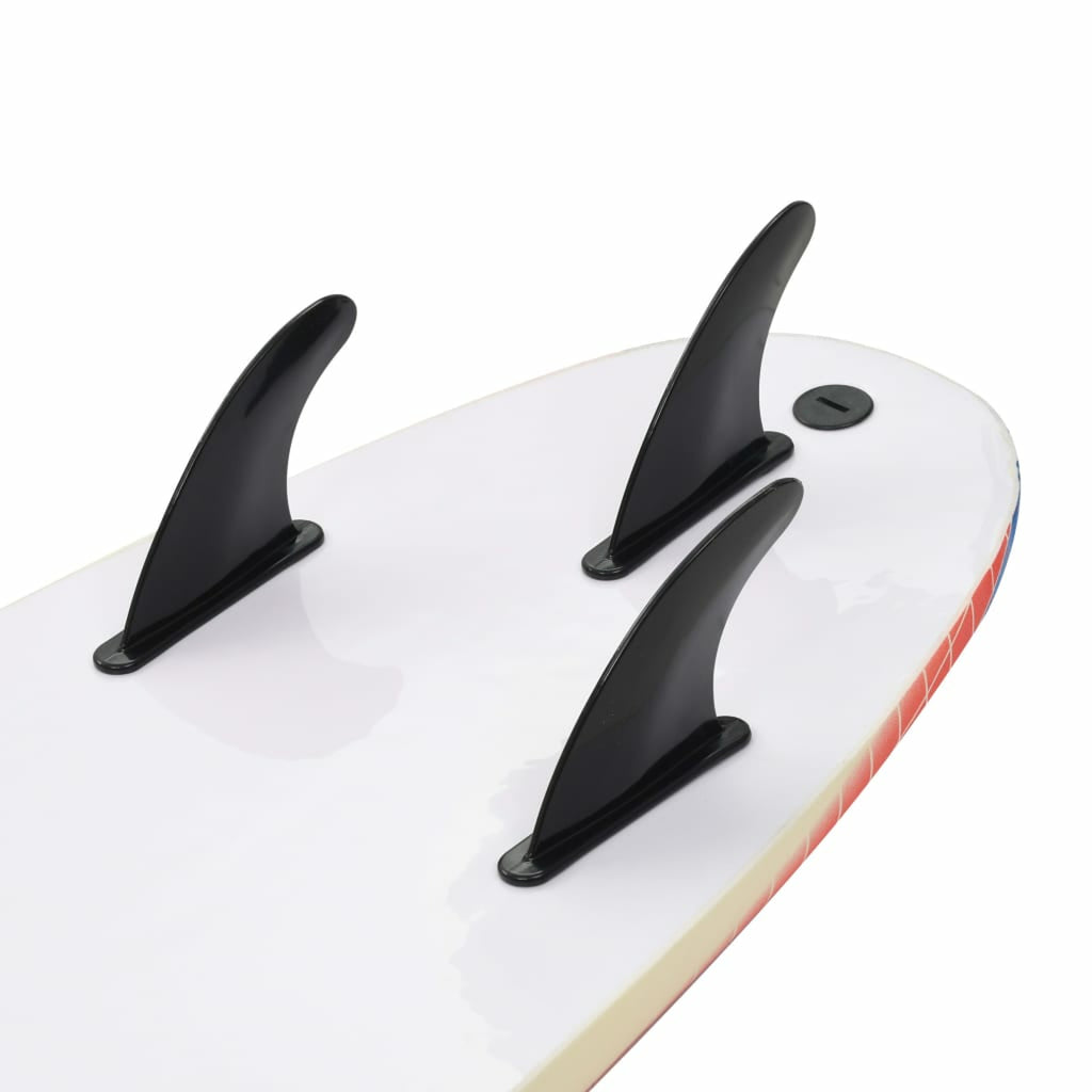 Surfboard with Leash and Plastic Fins 66.9 x 18.4 x 3.1 Inches W9233