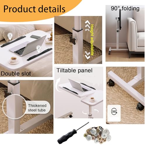 Height Adjustable Overbed Bedside Table with Tilting Panel V519156