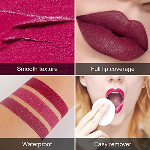 5Pcs Dark Light Bright Red Matte Lipstick Pack Sets E32357