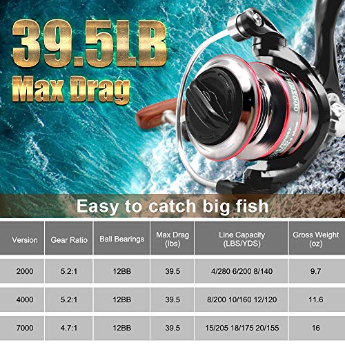 Ultralight Spinning Reel, 5.2:1 Gear Ratio, 12 Ball Bearings, Carbon Fiber Drag L45752