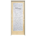 32 in. x 80 in. Left Hand Frosted Glass Unfinished Wood Single Prehung Interior Door I504
