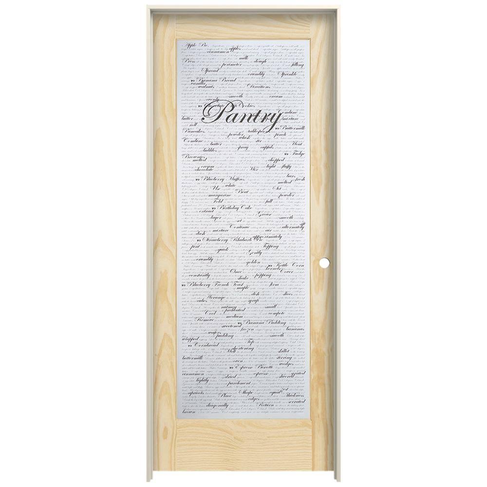 32 in. x 80 in. Left Hand Frosted Glass Unfinished Wood Single Prehung Interior Door I504