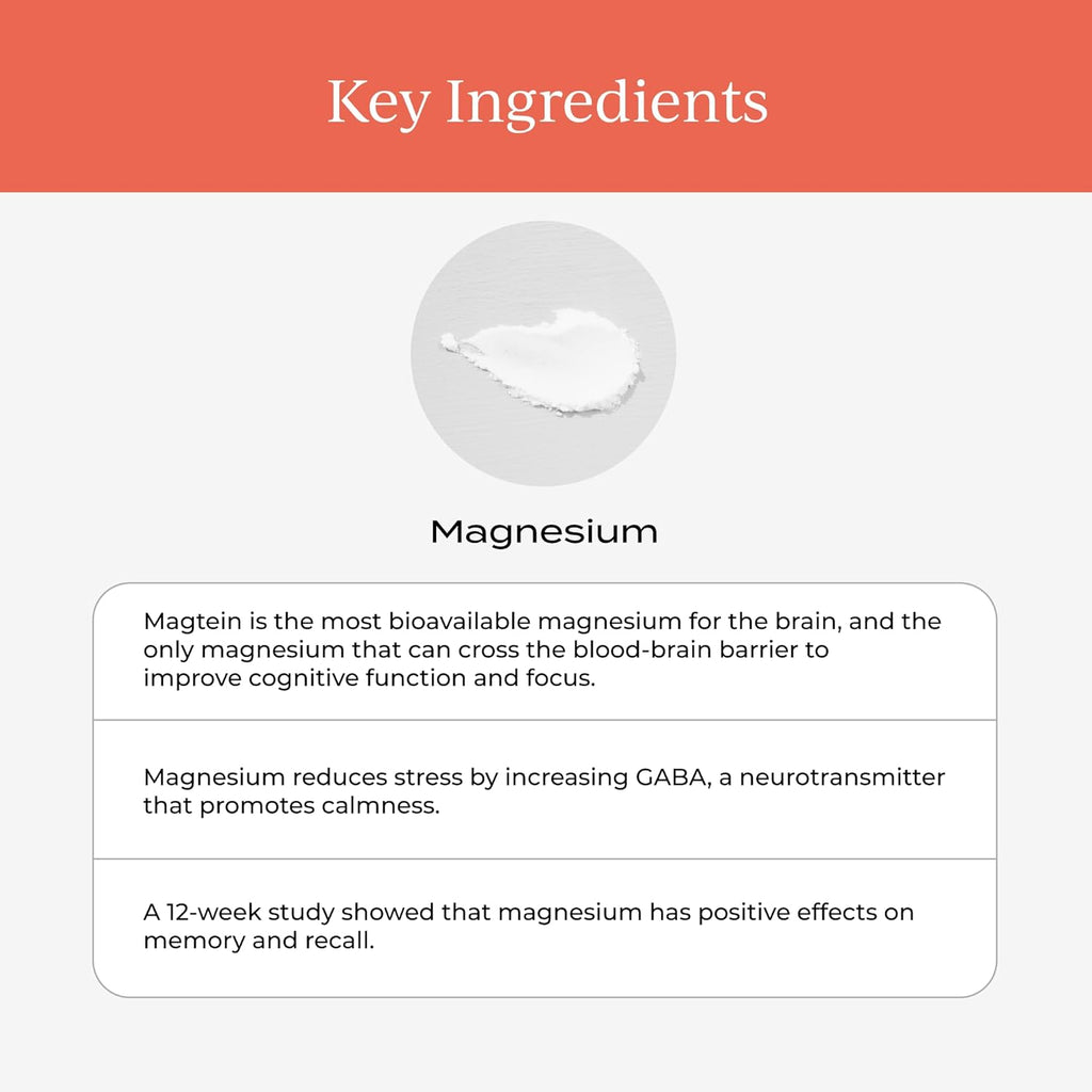 Magnesium L-Threonate 1300mg Supplement, Vanilla Creme, 30 Day Supply I6649