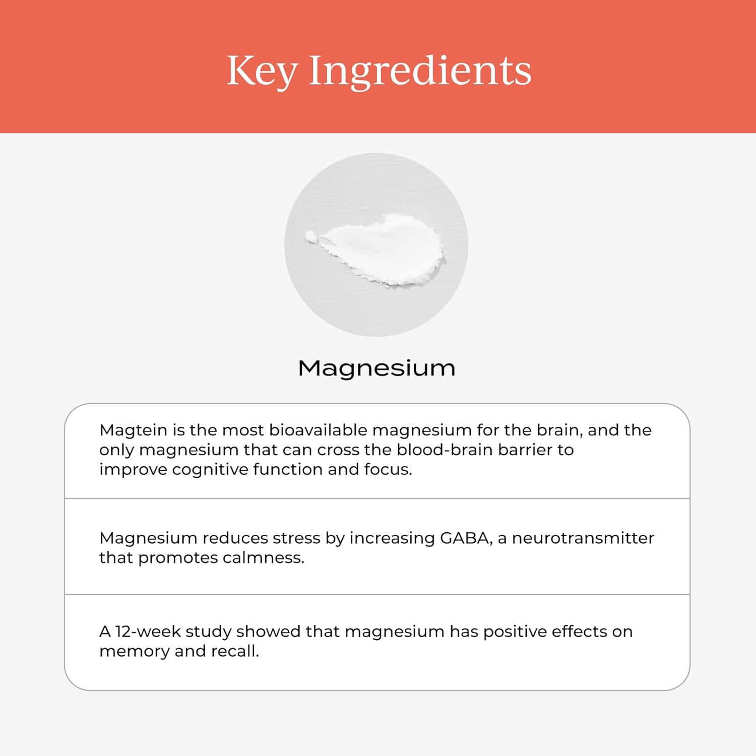 Magnesium L-Threonate 1300mg Supplement, Vanilla Creme, 30 Day Supply I6649