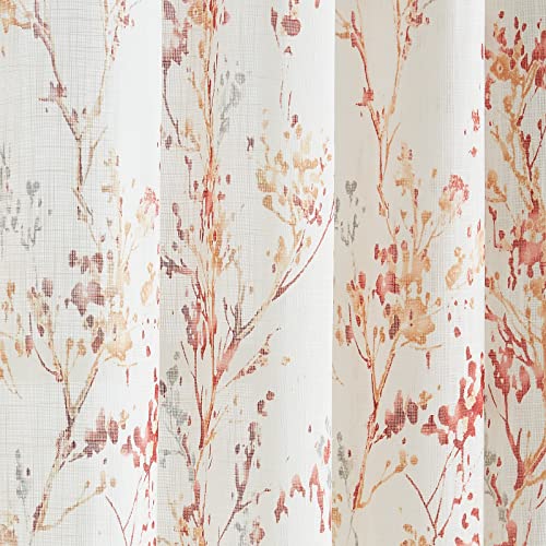 White Striped Sheer Curtains 63inch Length Light Filtering Semi Sheer Chiffon Window Curtains 2 pack Grommet Top X909
