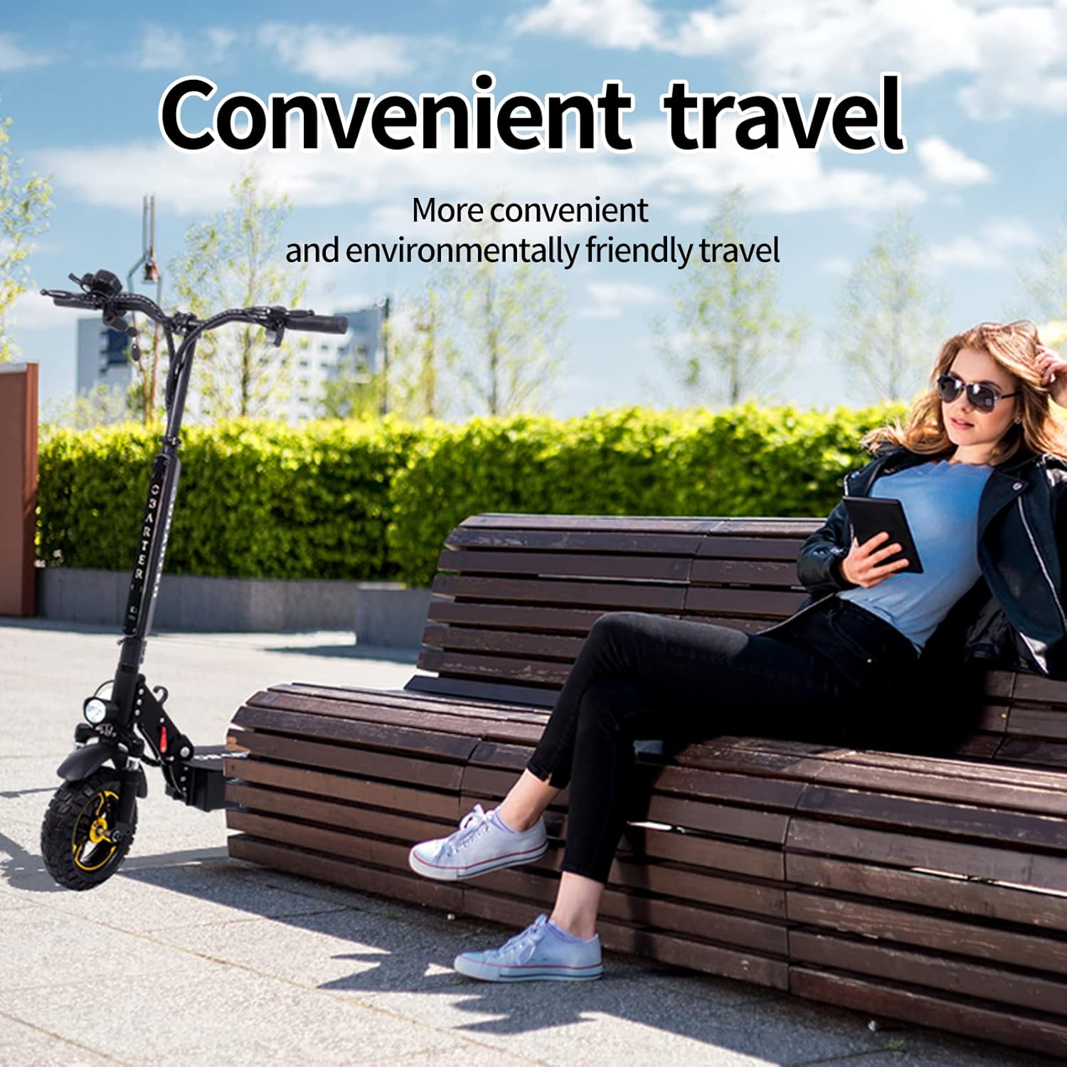 Foldable Electric Scooter 1000W Rear Drive Off-Road 10" Vacuum Tire 48V 21AH Battery B640