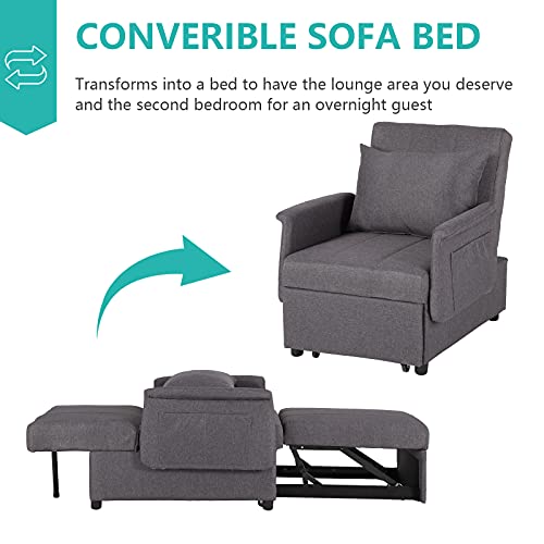 Black Sleeper Chair Bed Sofa with Pillow G111