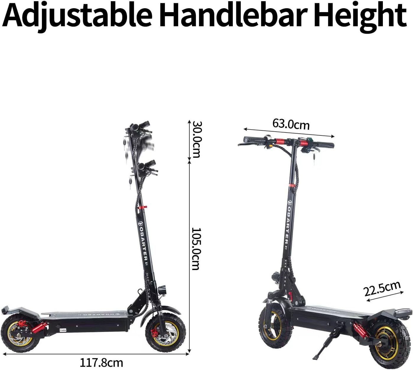 Foldable Electric Scooter 1000W Rear Drive Off-Road 10" Vacuum Tire 48V 21AH Battery B640