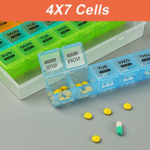 Monthly Pill Organizer 1 Time a Day with DustProof Case, Extra Large 4 Weeks Pill Box, 28 Days Pill Container, Weekly Vitamin Case, Daily Medicine Organizer O205