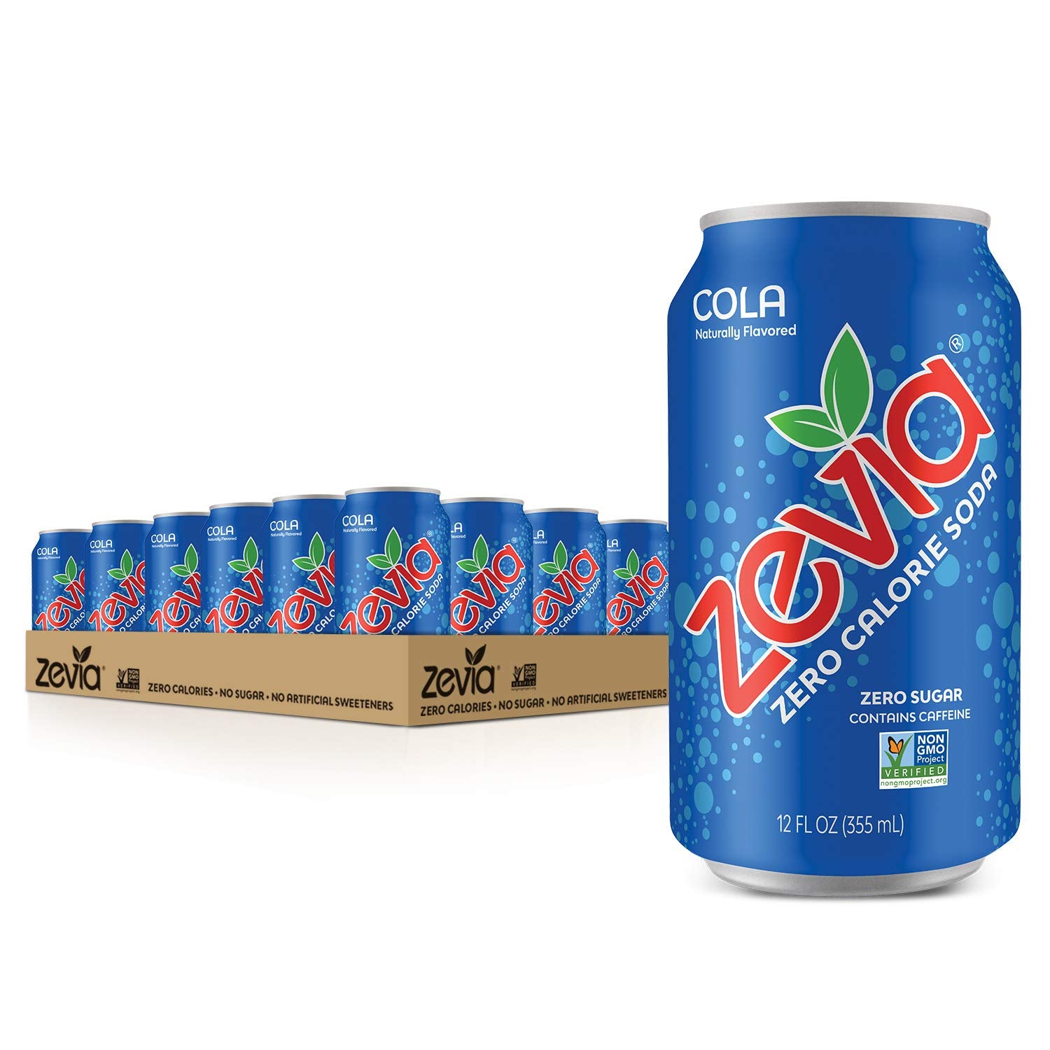 Zero Calorie Soda Cola 12 Ounce Cans Pack of 24 and Zero Calorie Energy Drink Raspberry Lime 12 Ounce Cans Pack of 12 O965717