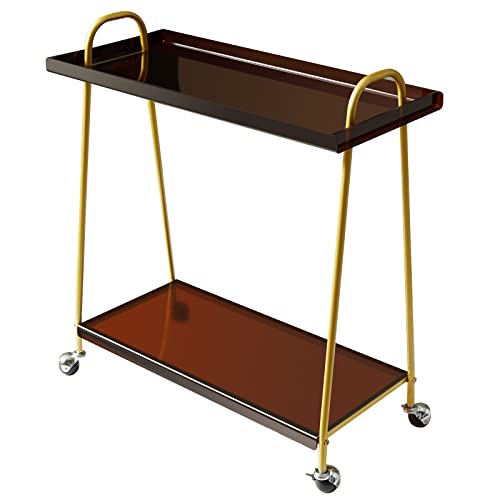 Black Mobile Bar Cart with Wine Rack and Glass Holder L721