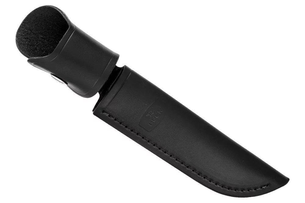 Black Fixed Blade Knife with Leather Sheath E409482