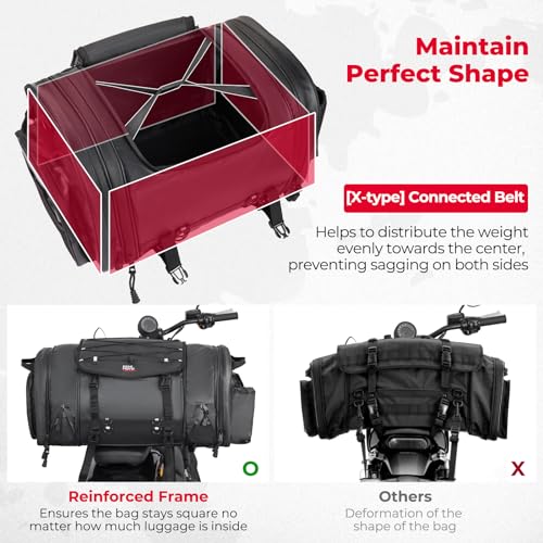 60L Expandable Waterproof Motorcycle Tail Bag with Rain Cover X961