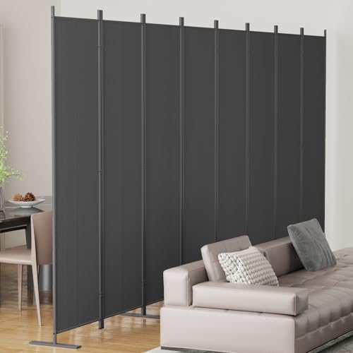 8-Panel 6 ft Tall Indoor Folding Room Divider, Dark Grey T34309