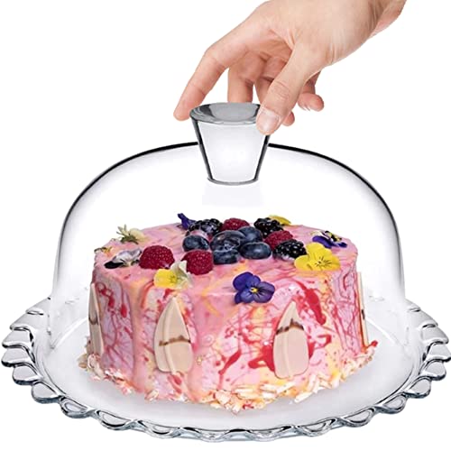 Glass Cake Stand with Dome 10 inch Serving Platter I948989