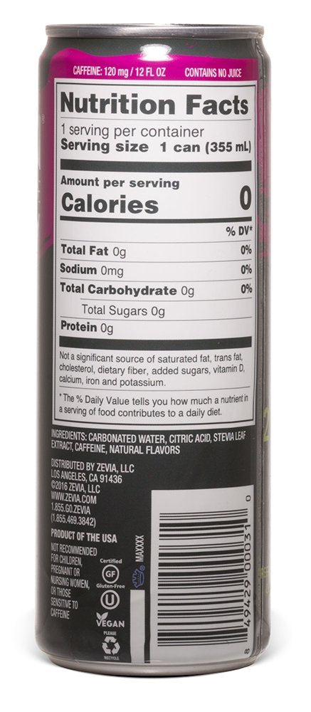 Zero Calorie Soda Cola 12 Ounce Cans Pack of 24 and Zero Calorie Energy Drink Raspberry Lime 12 Ounce Cans Pack of 12 O965717