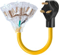 30 Amp to 15 Amp RV Adapter Extension Cord, 3-Way Outlet Splitter, 125 Volt, 10AWG, 2ft D14852