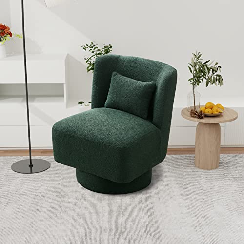 Green Boucle Swivel Barrel Chair L935