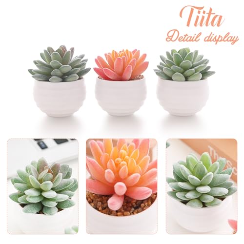 Artificial Faux Succulents in Pots Fake Plants Ceramic Arrangement Planter D665702
