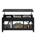 Black Lift Top Coffee Table with Storage Compartment and Open Shelves L24619