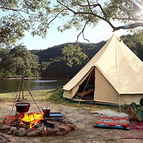 Beige Large Waterproof Cotton Canvas Bell Tent with Roof Stove Jack Hole U492491