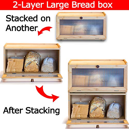 Large Farmhouse Bamboo Bread Box with Window E206869