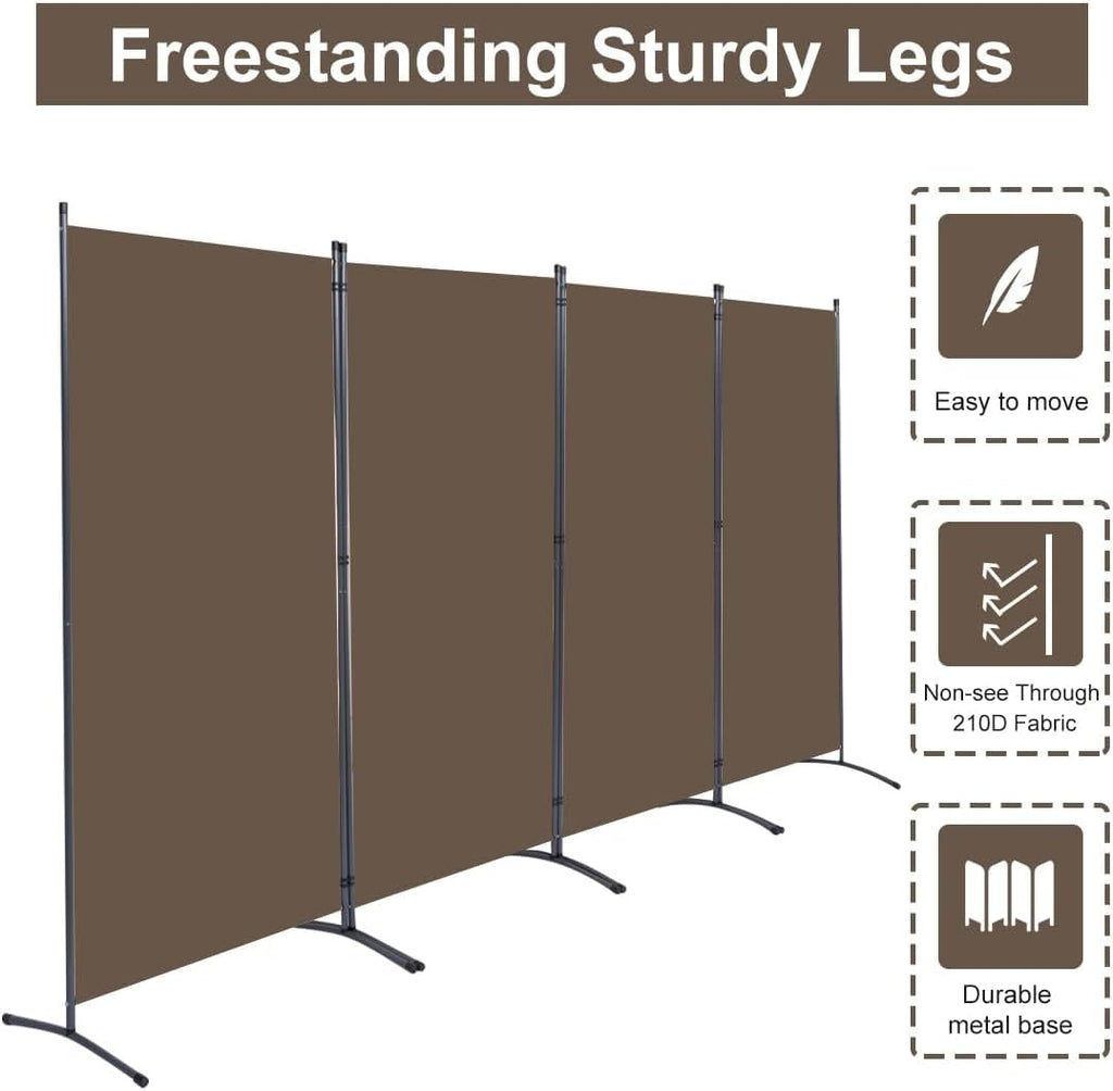 Brown 4 Panel Folding Room Divider Screen 136" W x 71.3" H S12044