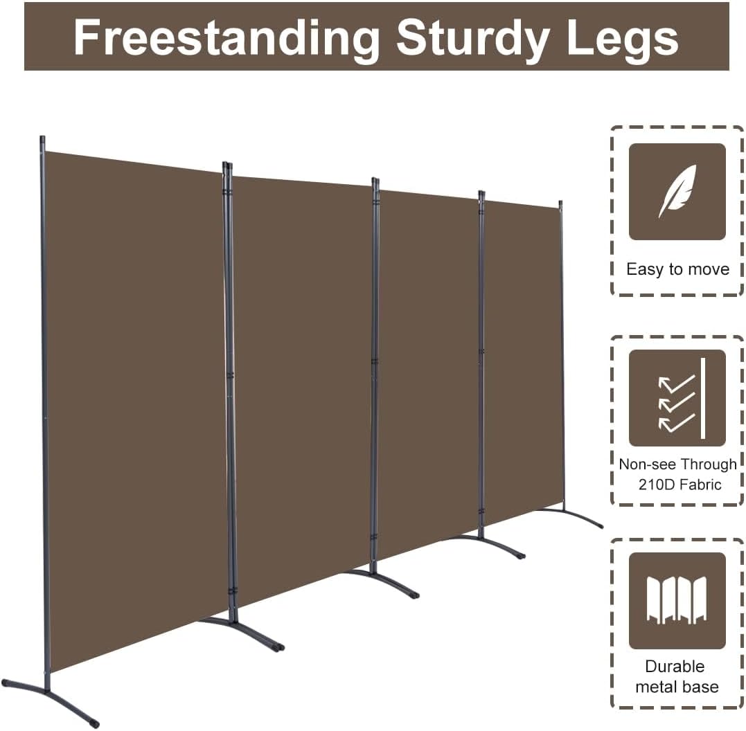 Brown 4 Panel Folding Room Divider Screen 136" W x 71.3" H S12044