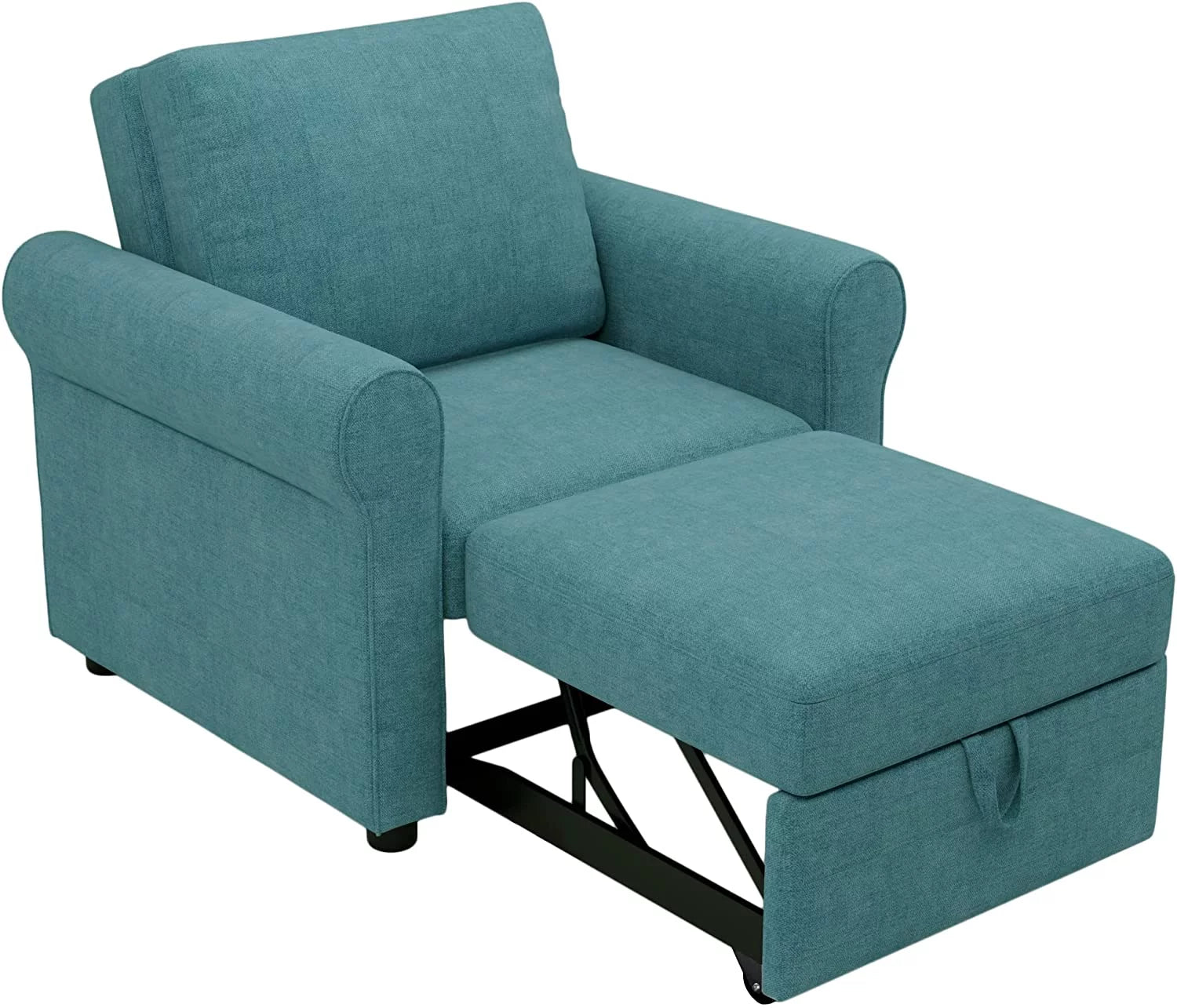 Teal Linen Convertible Sleeper Chair Bed S81631