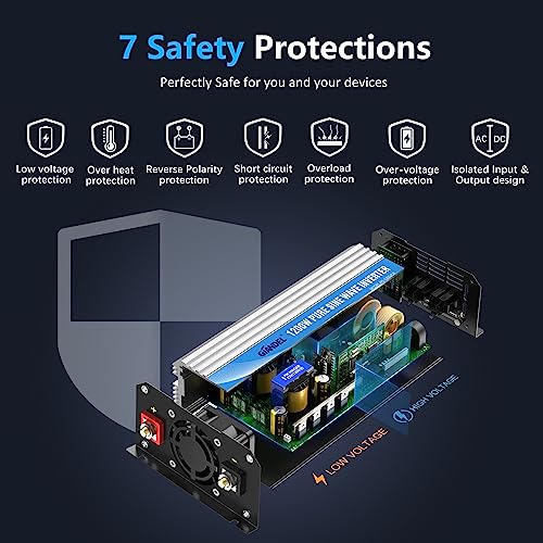 1200 Watt Pure Sine Wave Power Inverter 12V DC to 120V with USB Ports M56459