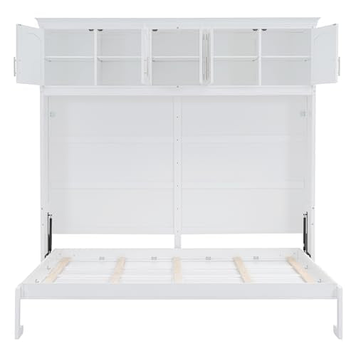 Full Size Murphy Bed with Drawer, Gray Q7150