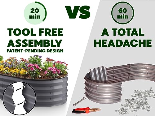 Gray 6×3×1ft Galvanized Metal Raised Garden Bed M6236