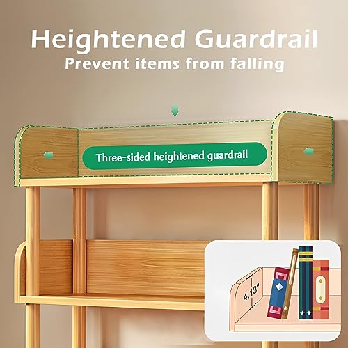 3-Tier Wooden Open Bookcase with Solid Wood Frame, Oak A38594