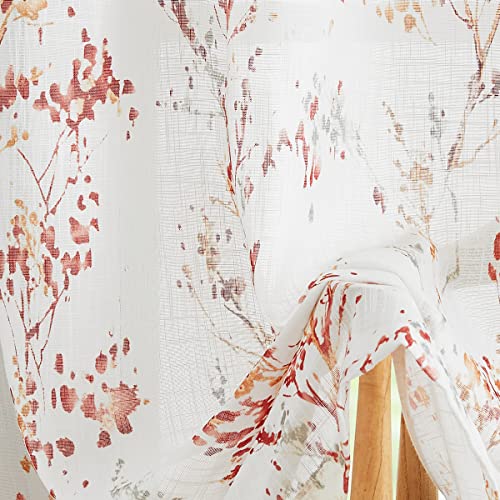 White Striped Sheer Curtains 63inch Length Light Filtering Semi Sheer Chiffon Window Curtains 2 pack Grommet Top X909